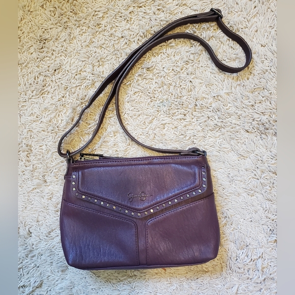 Jessica Simpson Burgundy Studded Crossbody Bag - Picture 9 of 9